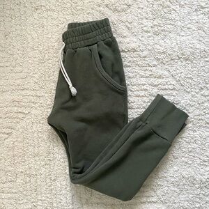 Green Joggers with Ribbed Waistband and Tapered Legs